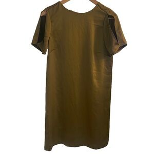 H&M Bronze T-Shirt‎ V Open Back Dress Sz 8